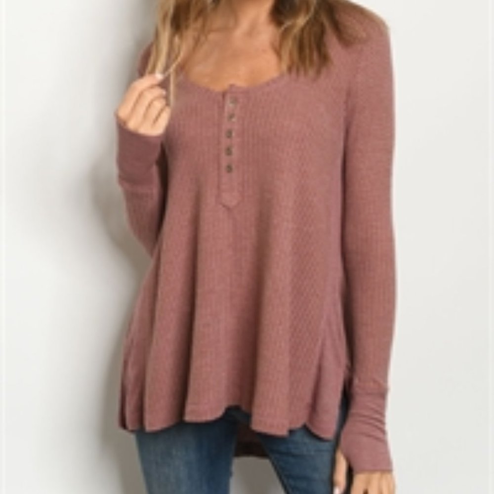 Mauve henley long sleeve top
